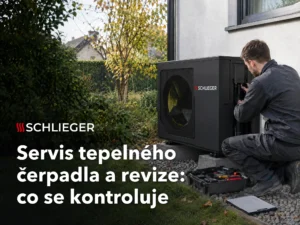 Servisní technik kontroluje venkovní jednotku – servis tepelného čerpadla před topnou sezónou